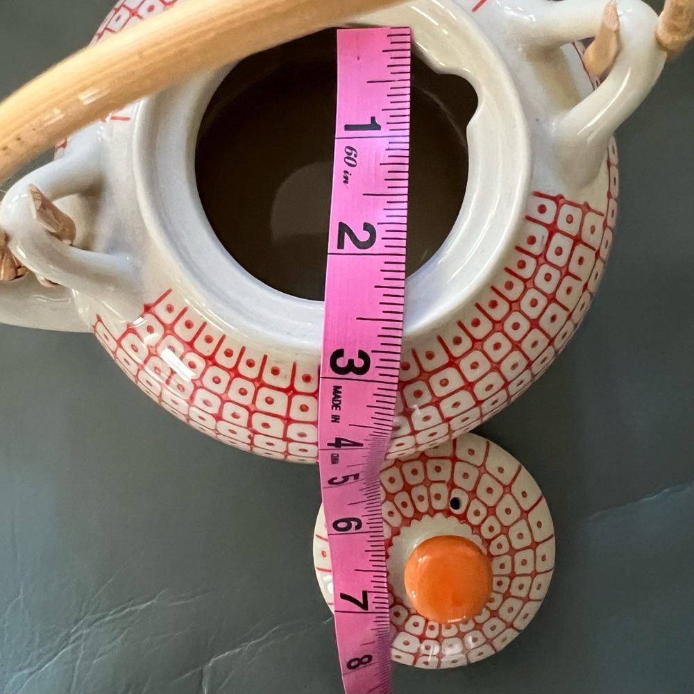 Pretty BLOOMINGVILLE  Stoneware TEA POT With BAMBOO HANDLE - Picture 7 of 12